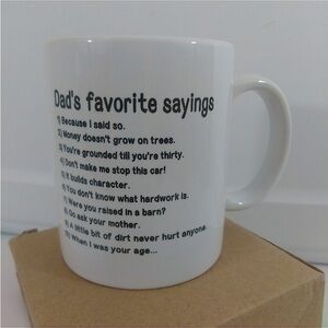 Dads Favorite Sayings Mug Coffee Cup Drinking Glass Gift Funny Father Present